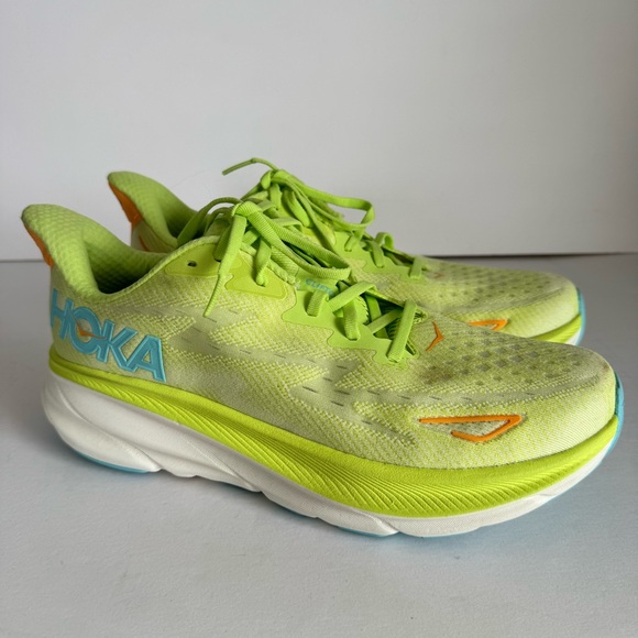 HOKA Women’s CLIFTON 9 Size 12B Neon Green Highlighter Lettuce Solar Flare - Picture 4 of 13